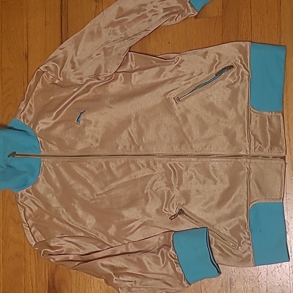 Vintage Puma Gold and Teal Tracksuit Jacket Size XL - Picture 1 of 10